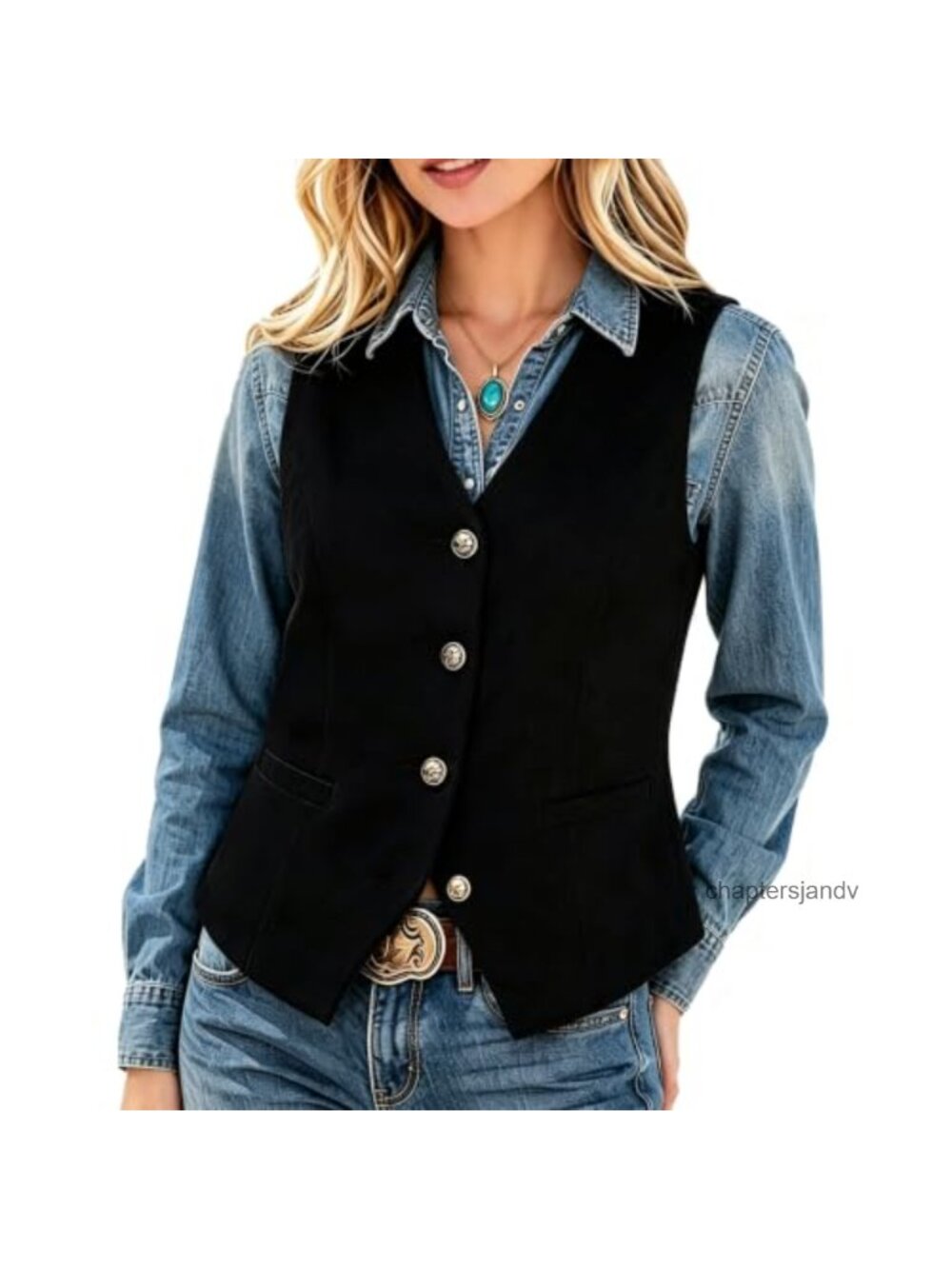 Faux Suede Western Vest Sleeveless Button Up Cowboy Vintage Layering Top